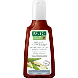 Braune Flasche mit Weidenrinden-Spezial-Shampoo von Rausch gegen Schuppen.
