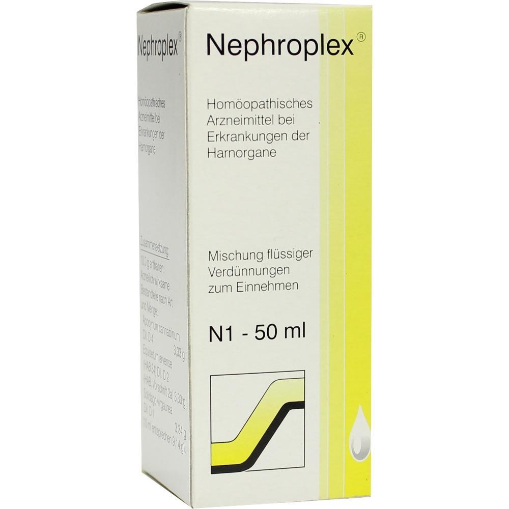 Packung eines homöopathischen Arzneimittels für die Harnorgane, 50 ml Flüssigkeit.